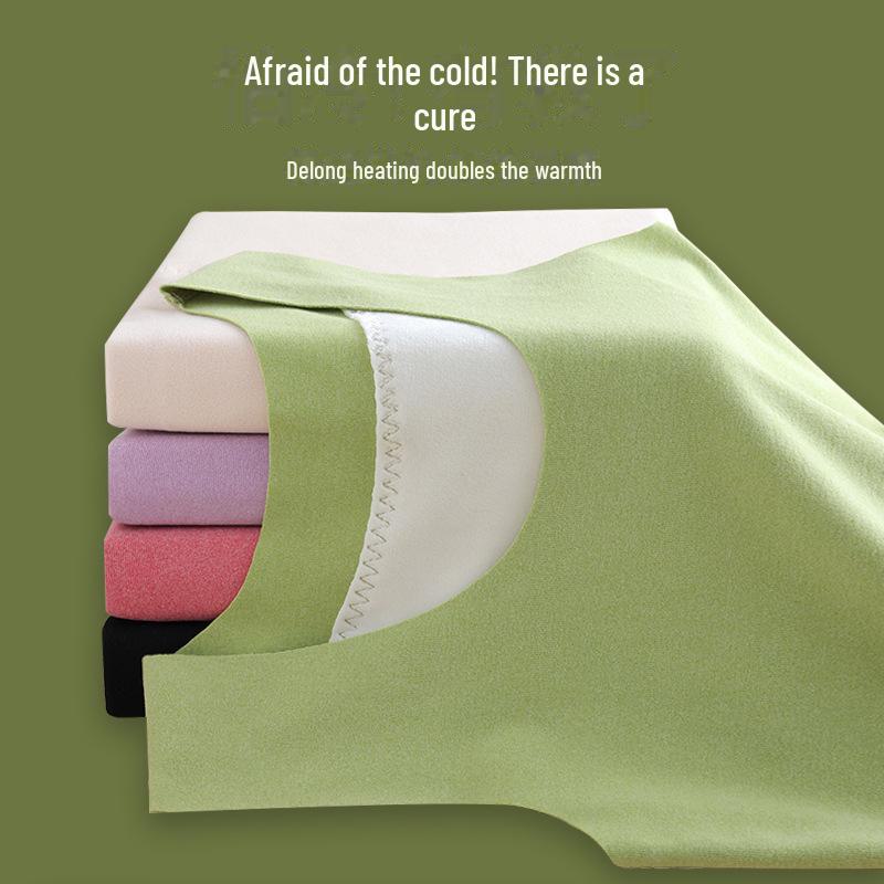 Women's Self-Heating Thermal Vest with Patches, Extra Thick Velvet, Temperature-Controlled Bottoming Layer, Warm Top Layer.