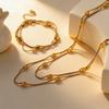 Multi-layer Stacked Necklace Oval Bead Chain Jewelry Snake Bone Chain Electroplated 18K Gold Stainless Steel Necklace