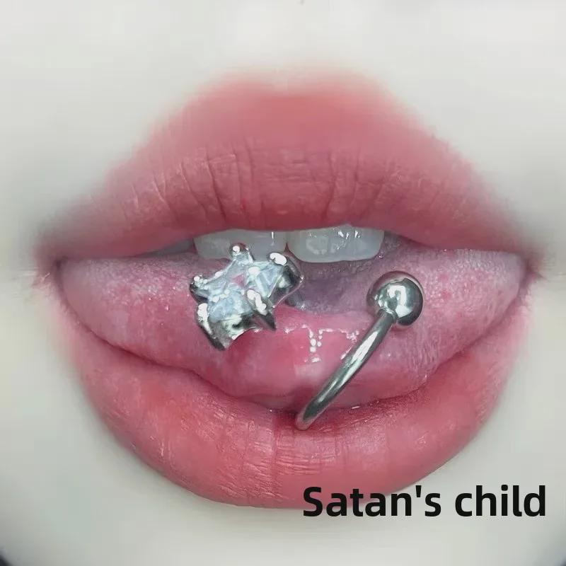Piercing de langue en acier titane de type S Satan's Child