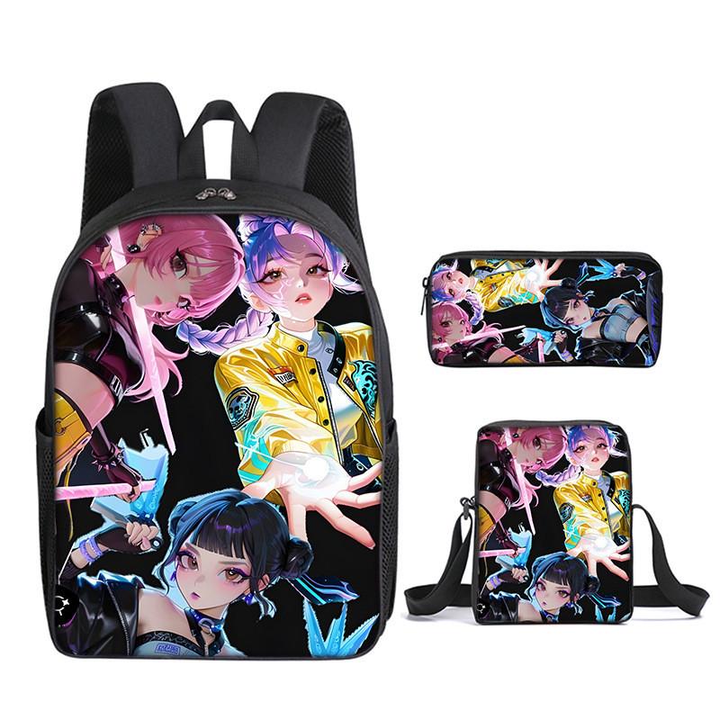 Kpop Demon Hunters School Backpack Set With Oxford Fabric And Air Cushion Straps For Students