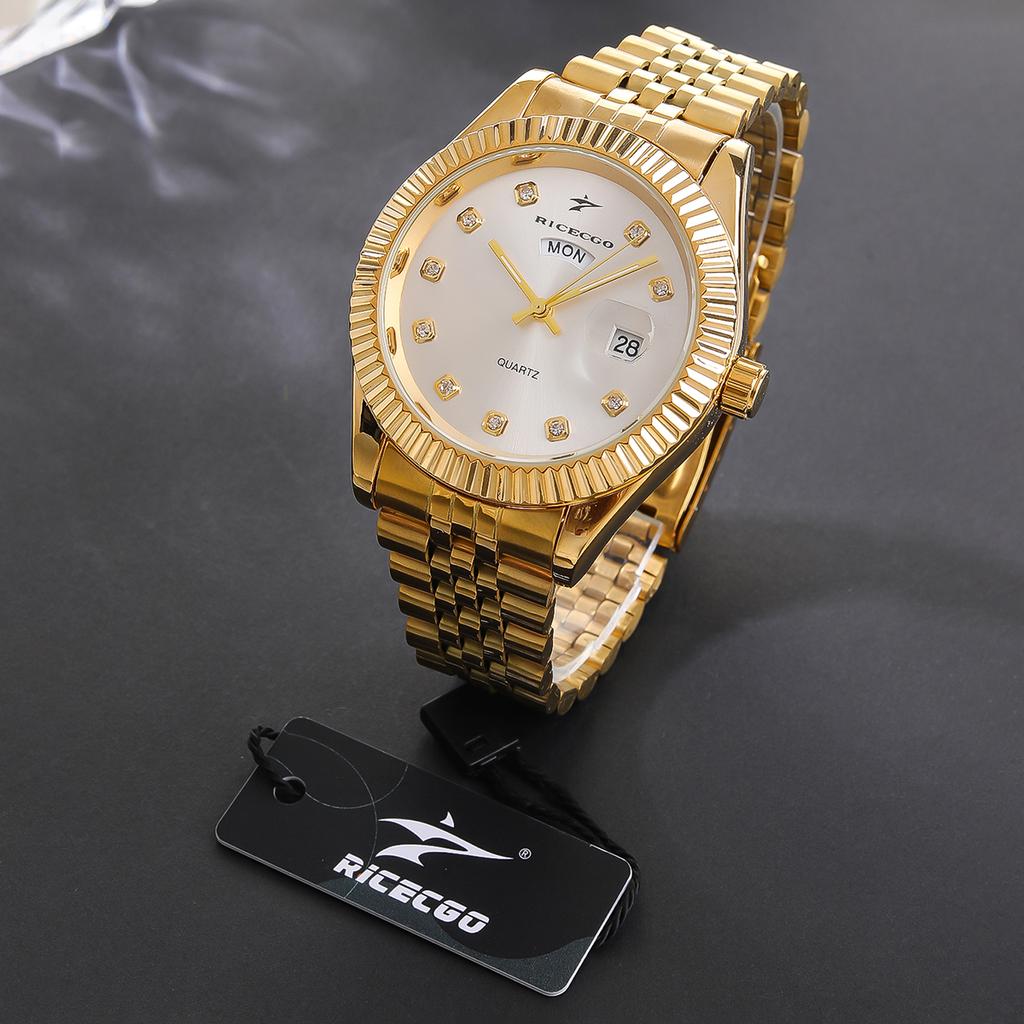 Classic Men's Steel Strap Luxury Wristwatch Business Calendar Stainless Steel Round Male Quartz Watches Clock Wristwatches
