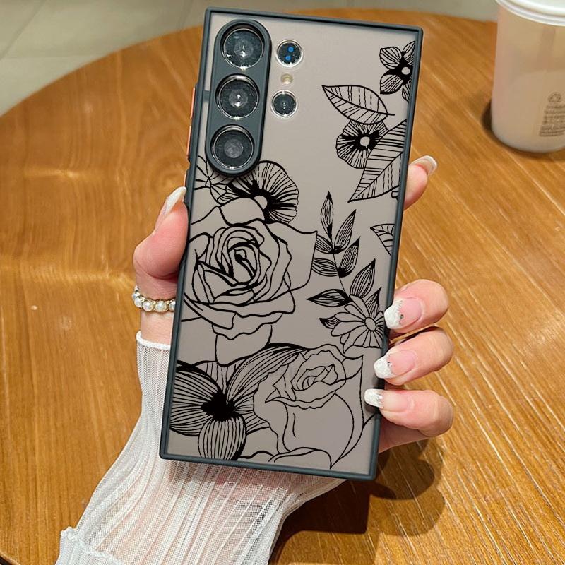 

Ультратонкий матовый черный чехол для Samsung S24 S23 + S22 S21FE A51 A71 A13 4G A52 A34 A54 5G Note 20, мягкий край, чехол-бампер из ПК Samsung S23 Ultra матовый черный