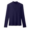 Mid Autumn Splicing Half High Collar Solid Color Long Sleeve T-shirt for Women Bottom Shirt