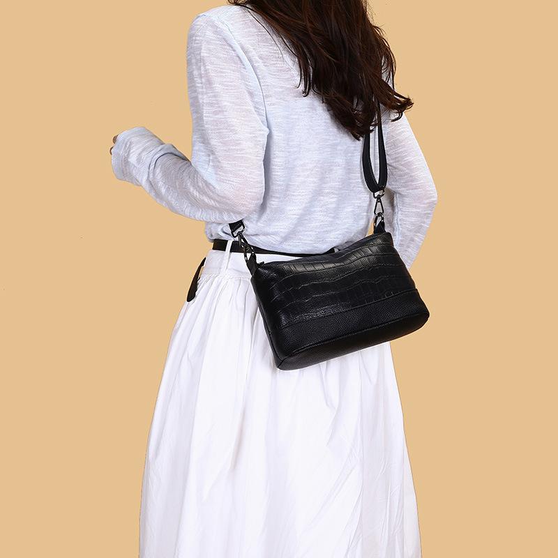 Neue große Kapazität Echtes Leder Damen Tasche Ste Muster Umhängetasche Fashi Vielseitig Handtasche Trendige Schultertasche