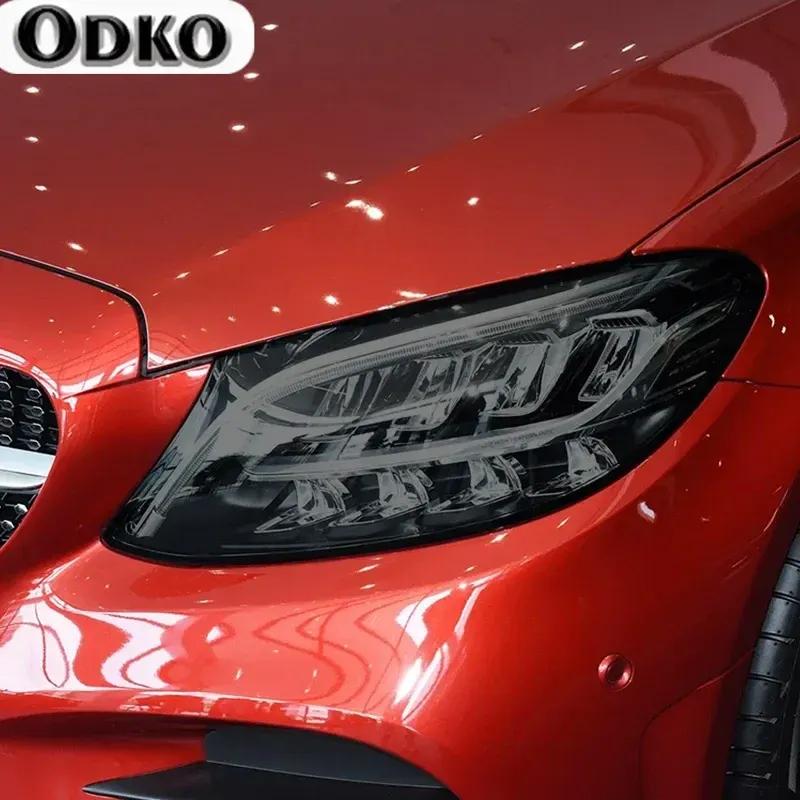 Car Headlight Protective Film Smoked Black Tint Wrap Vinyl Transparent TPU Sticker For Mercedes Benz C Class W205 C63 S205