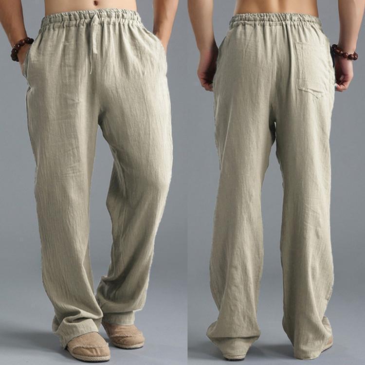 Men's Large Size Straight Trousers Loose Trend Casual Trousers Linen Breathable Sports Trousers Man
