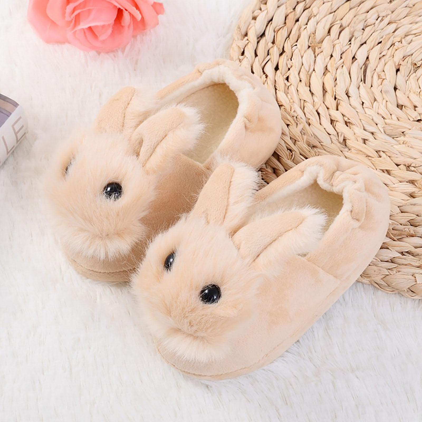 

Дитячі теплі протиковзкі тапочки з мультфільму Fluffys Rabbit Cotton Slippers Дитячі тапочки 15 бежевий