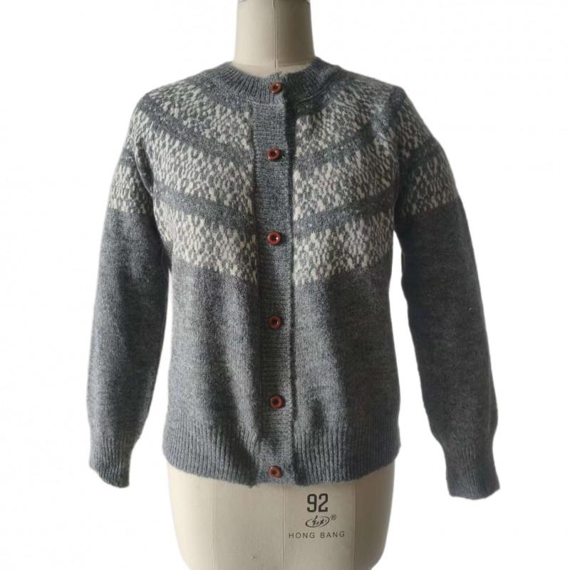 Womens Oversized Knit Cardigan 2026 Fall Loose Fit Alpaca Blend Sweater With Geometric