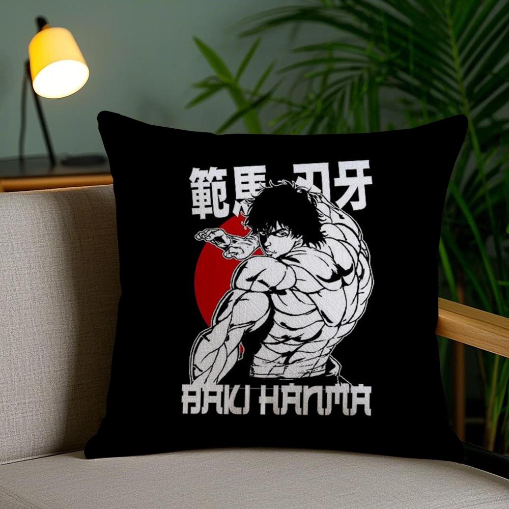 H-Hanma B-Baki Cushion Cover Soft Short Plush Double-Sided Printing Home Decor Machine Washable Pillow Case Gift