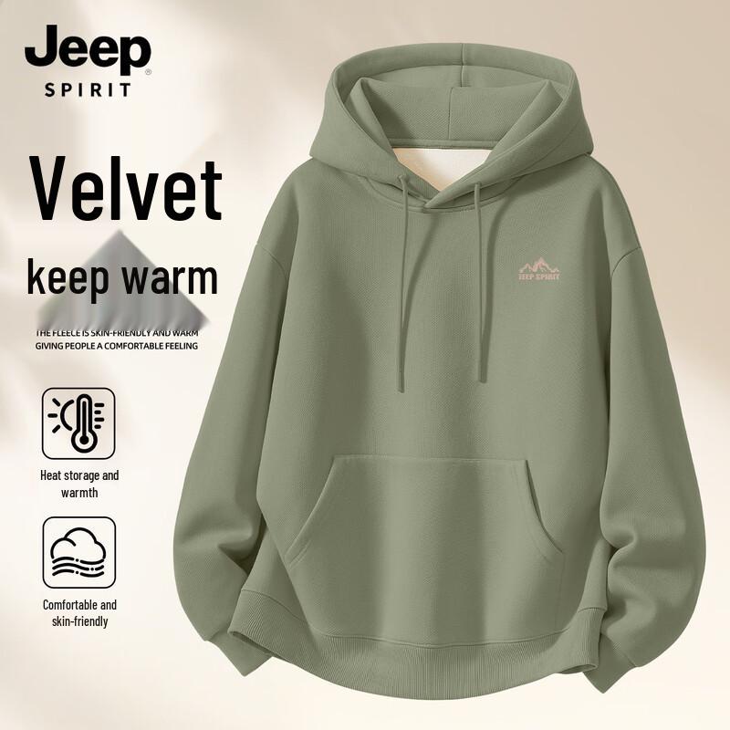 JEEP SPIRIT Men s 2025 Autumn/Winter Fleece Lined Hoodie 3XL