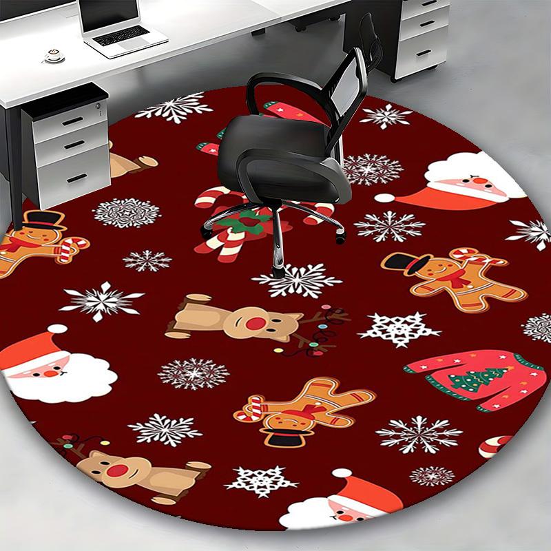 1pc Christmas Theme Office Chair Mat - Anime Cartoon Design, Non-Slip Carpet for Home Decor, Suitable for All Seasons.Z007