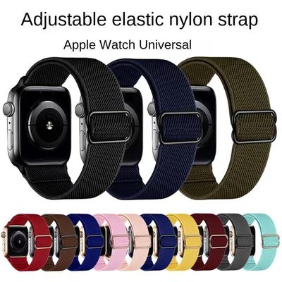 Correa de tejido elástico para Apple Watch Series 8/7/6/5/4/3/2/SE Correa de reloj de nailon ajustable para iWatch 41 45 mm 49 mm 44 40 mm