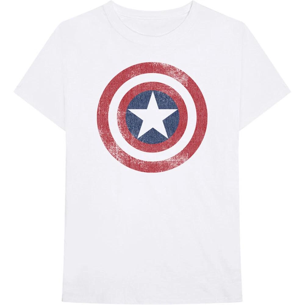 Comics Unisex Tshirt Captain America Distressed Shield S