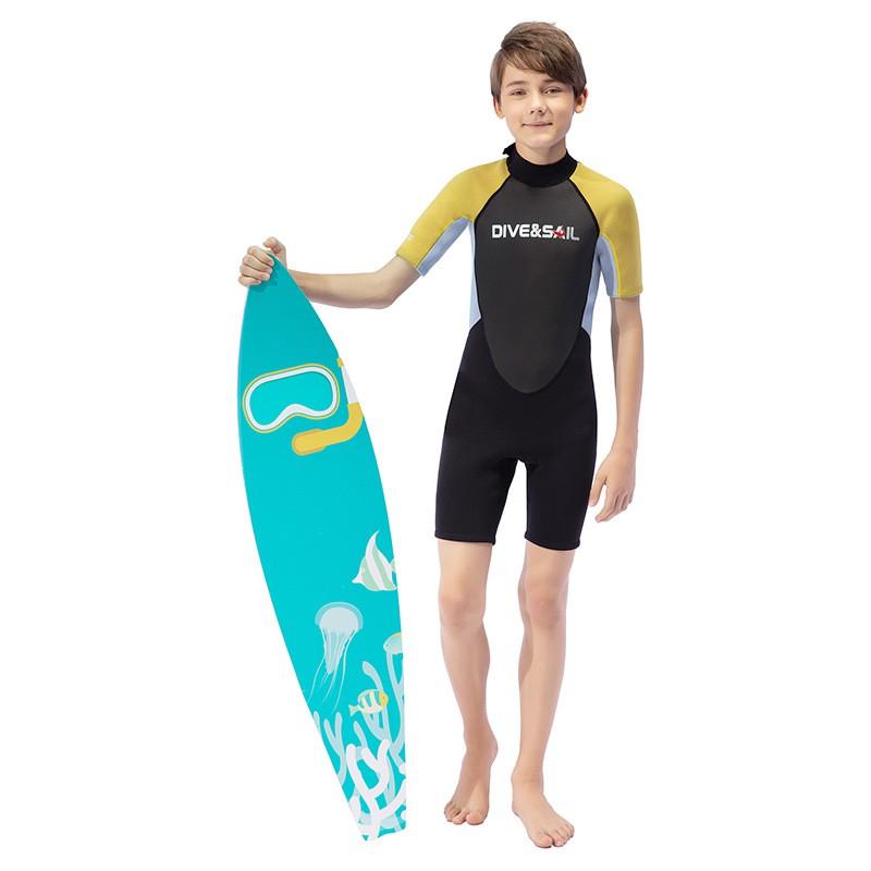 2.5mm Neoprene Kids Wetsuit Short Sleeve Full Body Dive Suit Snorkeling Surfing Swimming Boys Girls Youth
