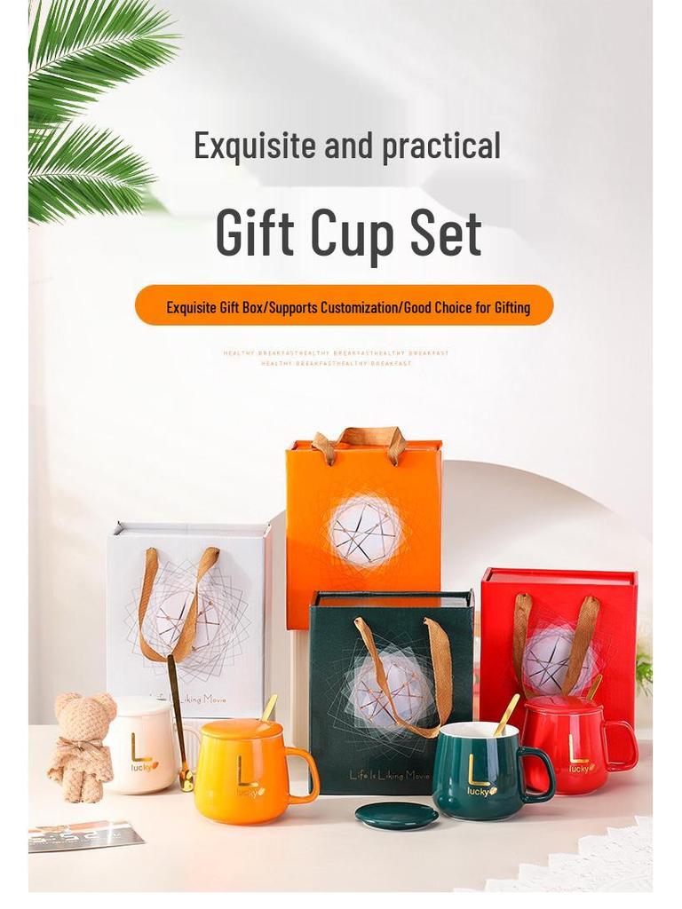 Keramiktassen- und Löffelset mit Deckel und Handtuch - Personalisierbare Geschenkbox