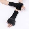 Elegant Rhombic Knitted Fingerless Arm Warmer Acrylic Fibre Furry Decorative Arm Sleeves for Daily Wear Social Occasion