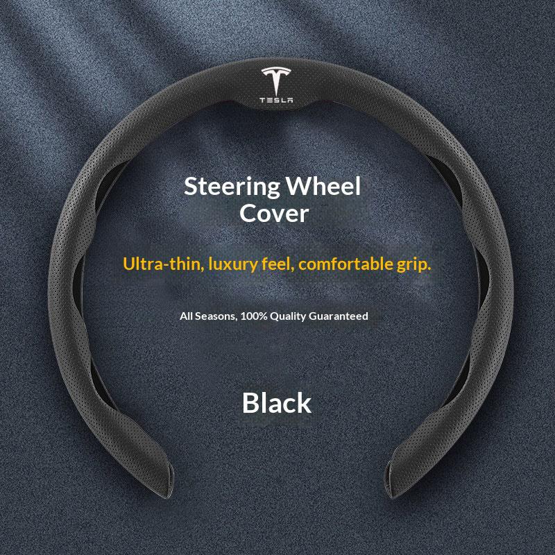RUNTB1 Ultra thin Suede Car Steering Wheel Cover Universal 15 Inch/38cm Cover For Tesla Model 3 Model Y Model S Interior Accessories