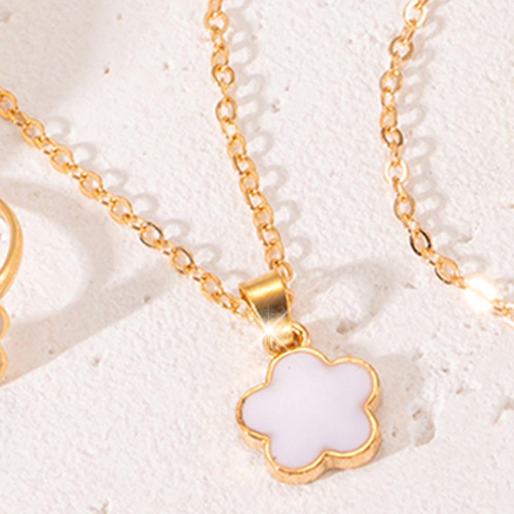 5 Piece Set Flower Patterned Necklaces Bracelets Earrings Rings Fashionable Simple Exquisite Elegant Sweet Accessories Ornaments