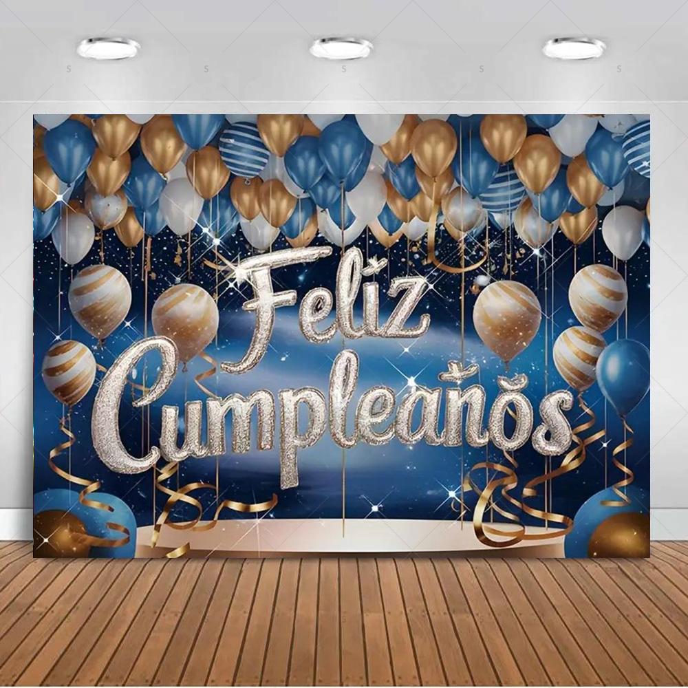 Spanish Happy Birthday Theme Background Supplies Colorful Balloon Birthday Party Decor Backdrop Banner Kid Gift Photo Shoot Prop