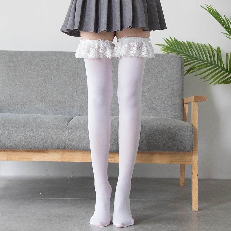 Japanese Lolita Velvet Knee Long Tube Lace Socks Girl Anime Cosplay Tube Socks Girl