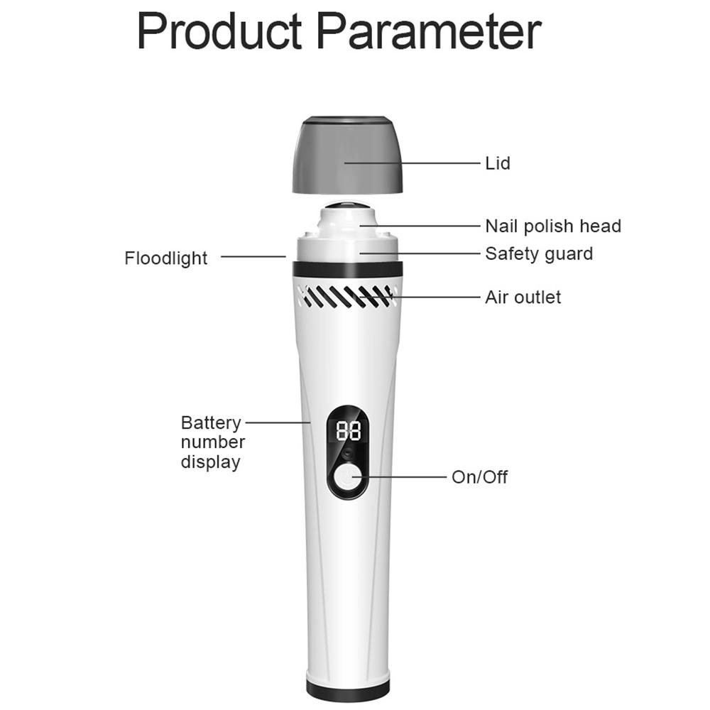 Tragbarer wiederaufladbarer Nagelschleifer für Haustiere mit LED-Beleuchtung, Diamant-Schleifscheibe, drei