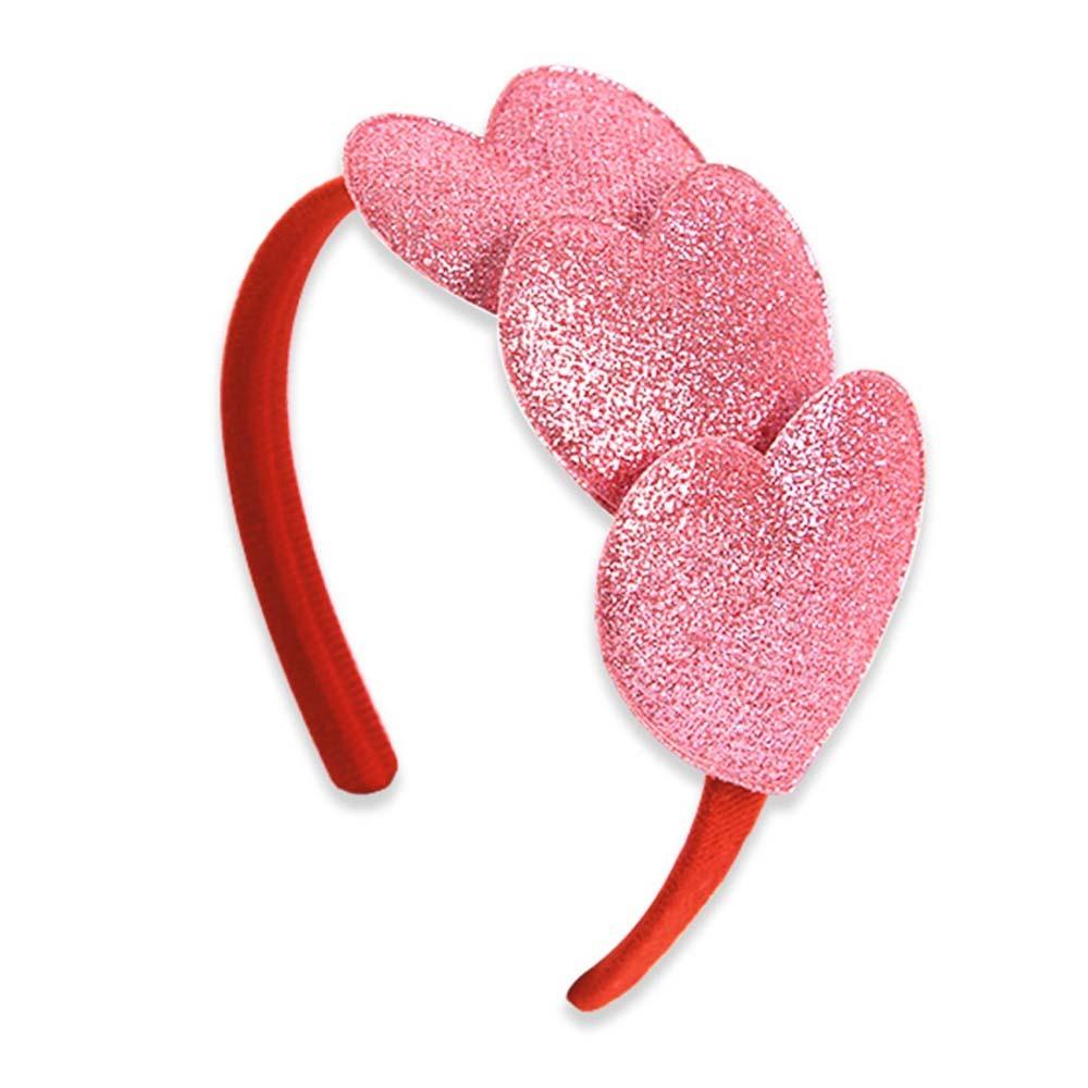 Plastic Valentine s Day Hair Hoop Sequins Shining Heart Hairband Funny Red Heart Headband  Family Style 2