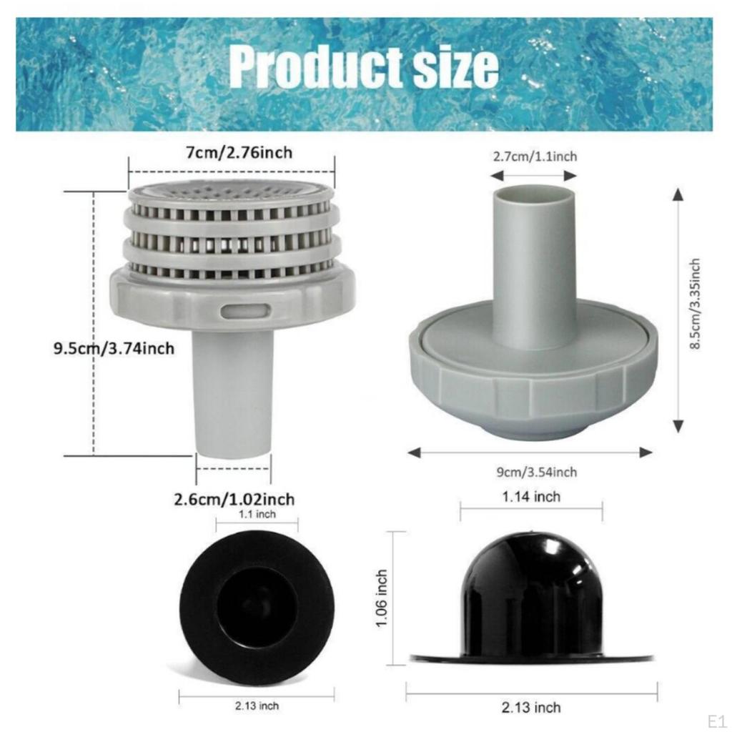 6 Pieces Perforated Strainer Screen Gray and Black Round Connector Piece ThreadedLooking Dome Plug