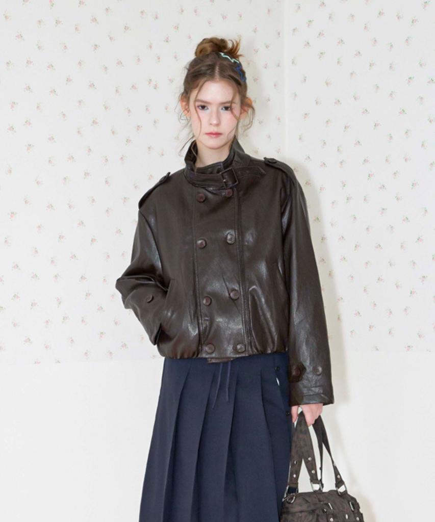 KOOLKITTEN Buckle Detail Faux Leather Jacket 2Colors