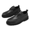 Men's round toe leather shoes Minimalist and versatile style Daily Office Outdoor Wedding Leisure Business Men's Black Sho