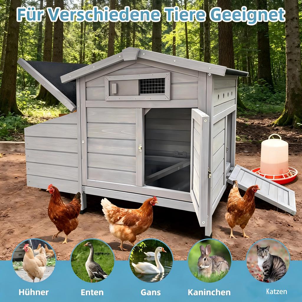 Chicken Coop On Stilts with Wooden Laying Nest Protects Chickens from Predators, Raised Nest, Easy To Clean