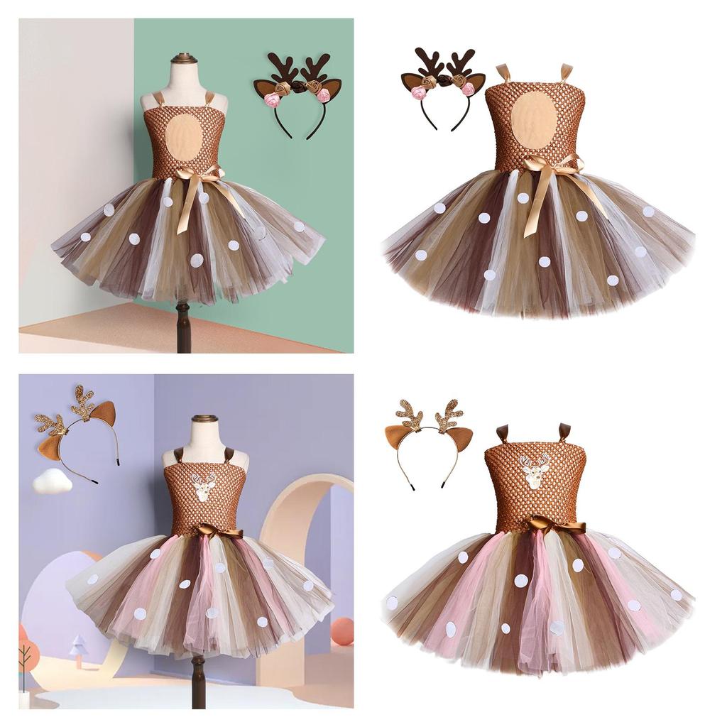 Reindeer Tutu Dress for Girls Children Clothes Princess Costume Birthday