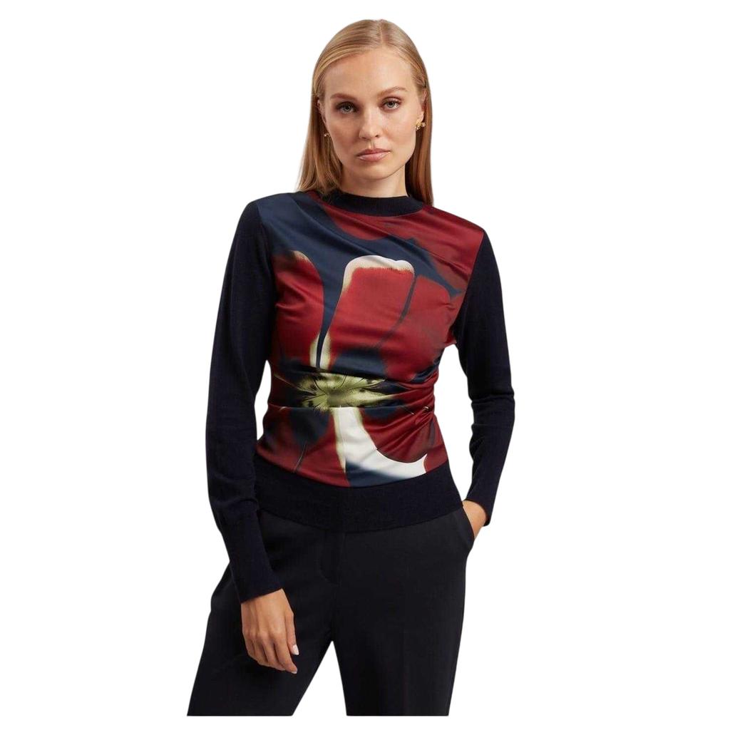 Ted Baker Womens/Ladies Floral Ribbed Collar Long-Sleeved Sweater Top