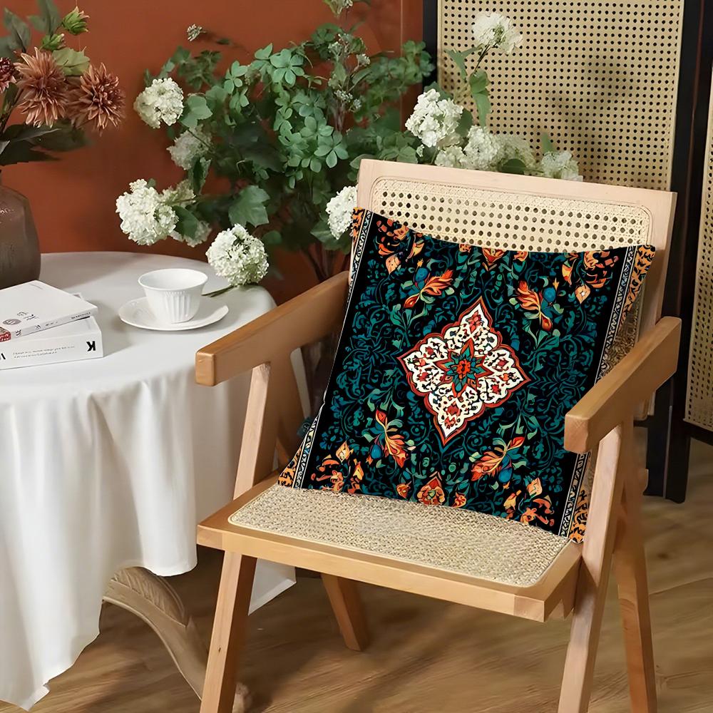 Classic Persian Pattern Cushion Cover Silky Short Plush Invisible Zipper Dustproof Sofa Pillow Case for Home Decor