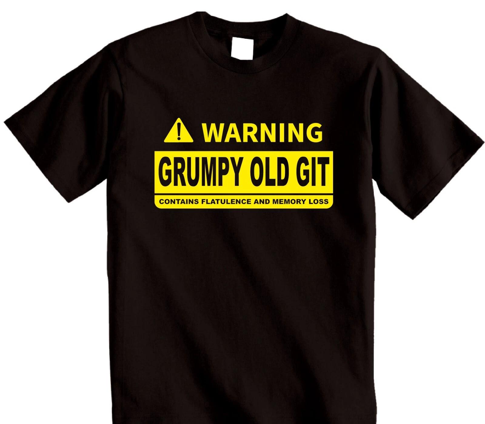 Unisexs Funny Warning Grumpy Old Git T Shirt Cotton Tee Unisex Oversized Loose Spring Summer Casual Gift For Dad Or Grandad Tops S