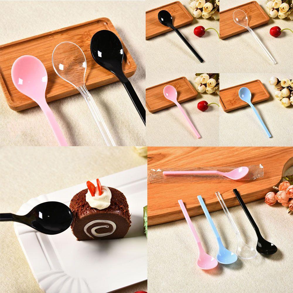 

100 шт./упак. новые многоцветные молочные коктейли, одноразовые корейские ложки, десерт