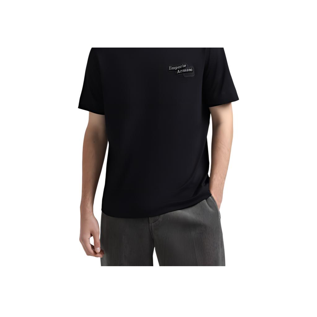Emporio Armani Letter Logo Pattern Straight Cut Round Neck Pullover Short Sleeve T-Shirt Men T-Shirts Black 6D1TD7-1JOCZ-0038