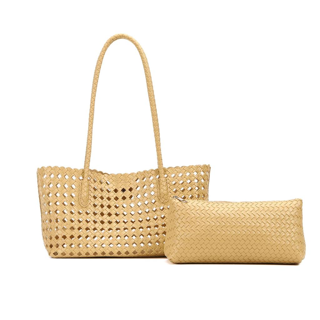 Hollow Woven Vegetable Basket, Large Capacity Commuting Handle, Mother Bag, Niche Trend, High-end Feeling, Single Shoulder Armpit Bag