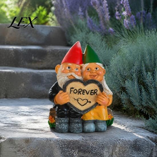 Gnome Couple Statues for Garden Figurine Outdoor Decoration, Resin Sculpture Patio Yard Indoor Landscaping Ornaments Lawn Porch Decor, Waterproof