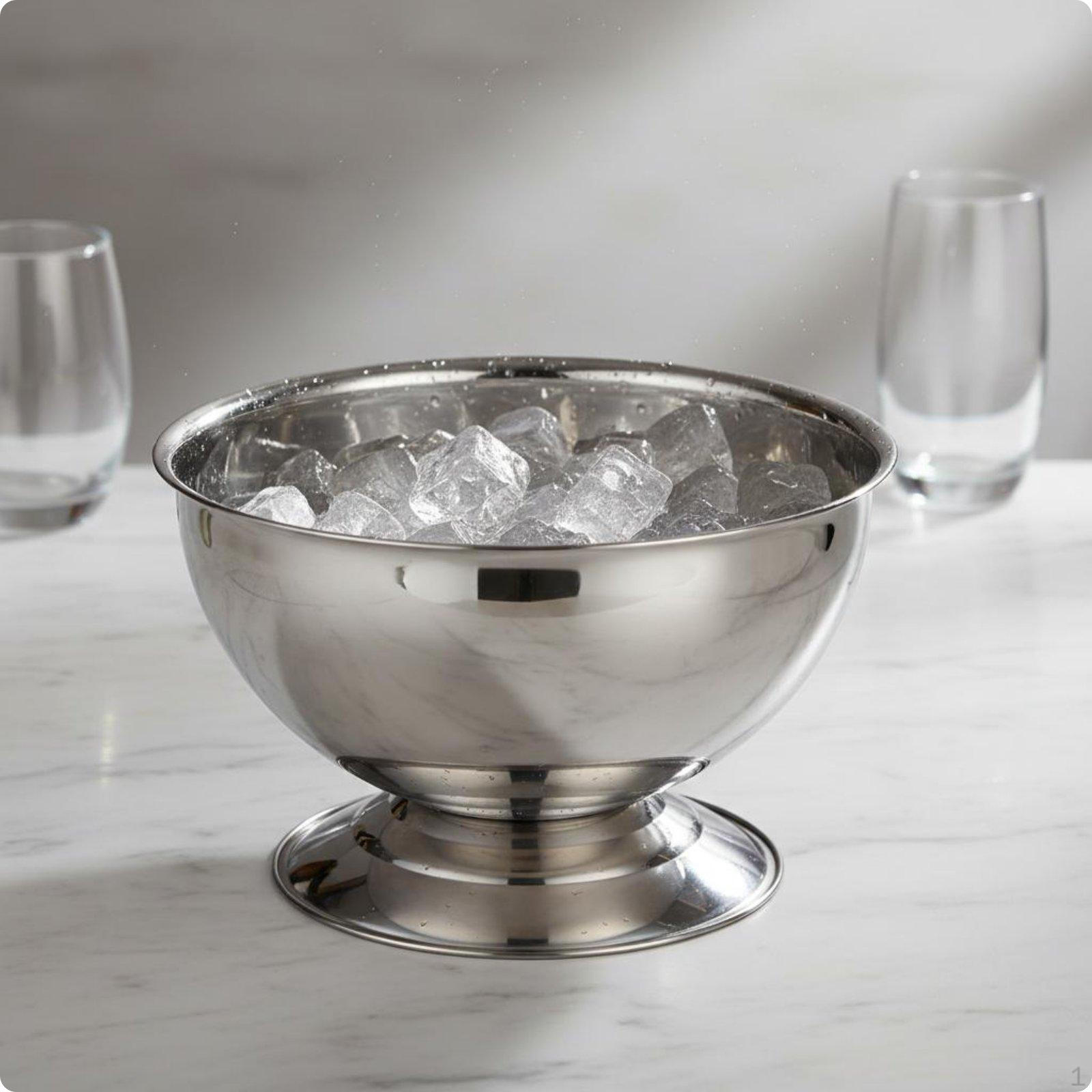 Stainless Steel Ice Bucket Thickened Champagne Easy to Clean Insulated Tub for Ktv, Bar Silver