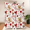 Merry Christmas Blanket Christmas Tree Gingerbread Man Red Flannel Blanket for New Year Christmas Gift for Family Nana Mon Dad