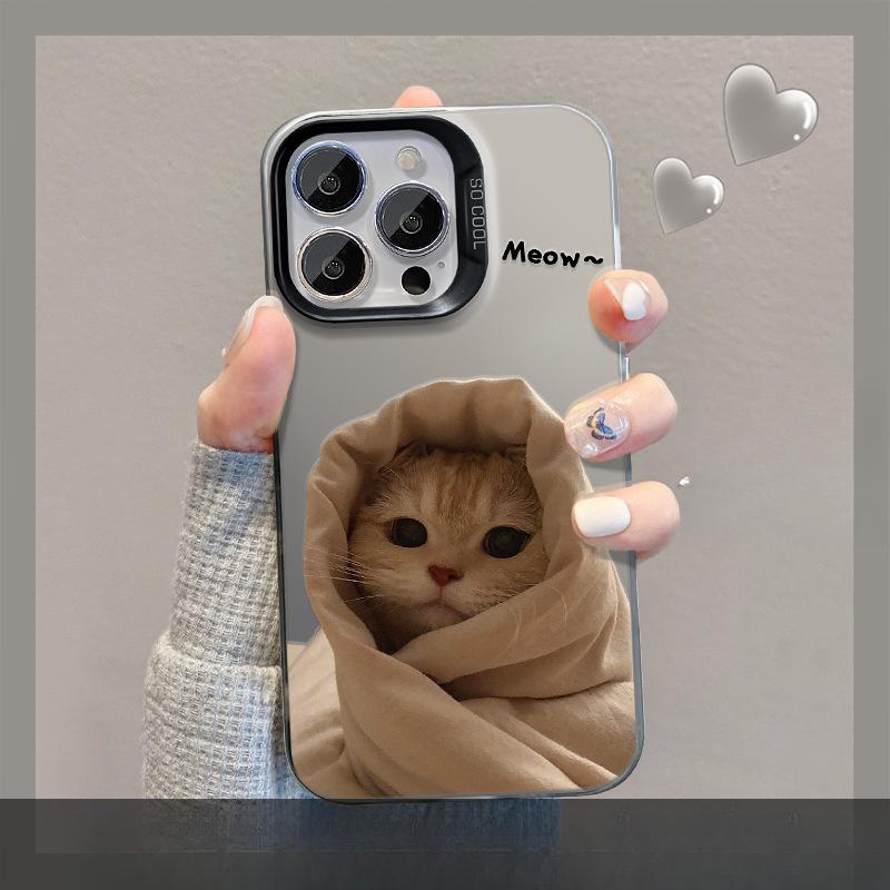 Suitable for Opporeno10pro Mobile Phone Case Summer FindX6 Cute Quilted Cat and Dog Stand A72 Color Silver Matte