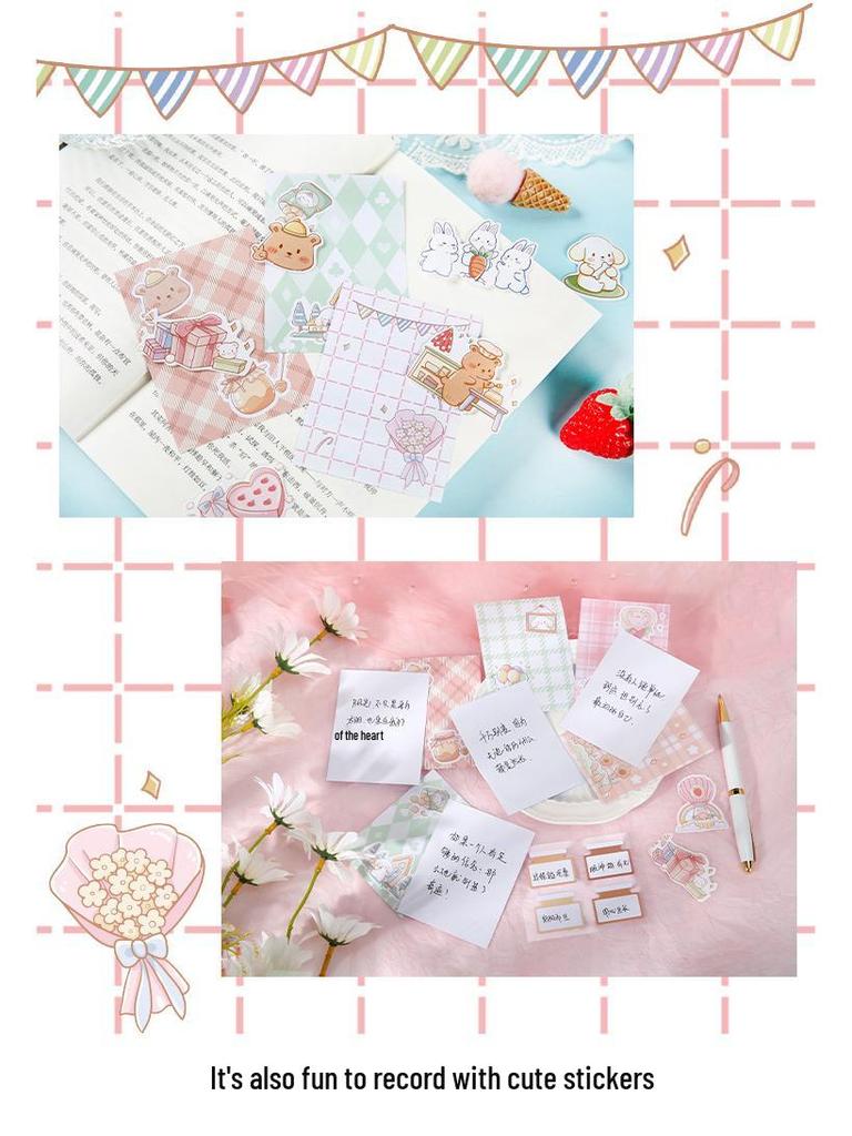 Notas Adesivas Fofas de Desenho Animado, Adesivos para Diário e Abas de Índice DIY - Etiquetas de Papelaria Estudantil Estilo Fresco