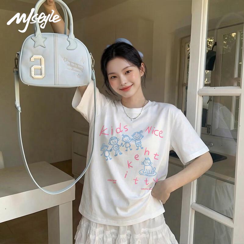 MJ Style Cat Graphic T-Shirt L