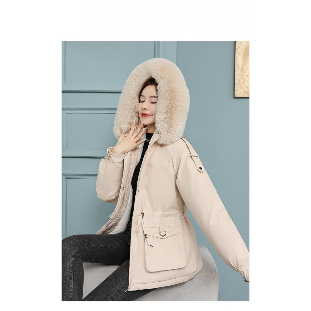 New down cotton-padded jacket for women, mid-length, Korean-style loose plus-size cotton-padded jacket