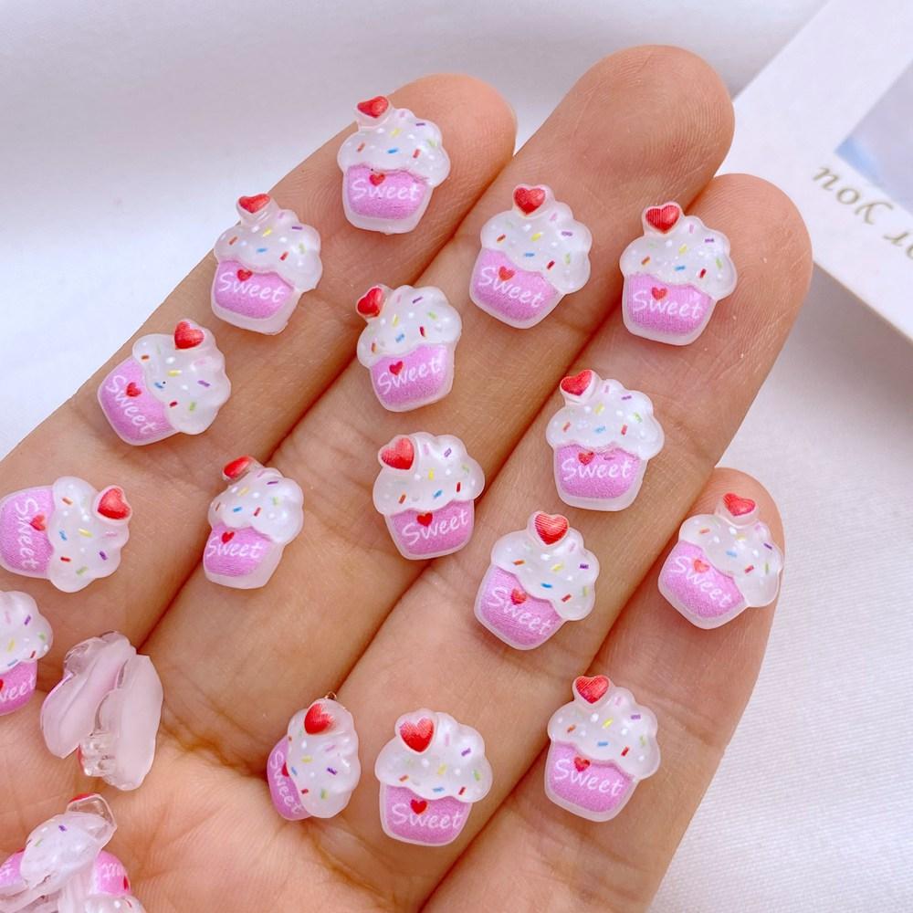 50 Peças Novas Fofas Resina Mini Sorvete, Série Bolo Parte Traseira Plana Manicure Enfeites Para Laços de Cabelo Acessórios