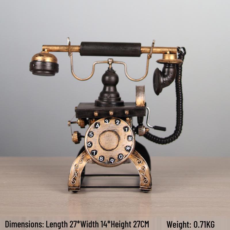 Retro All-Metal Telephone Model: Home Decoration & Wine Cabinet Ornament