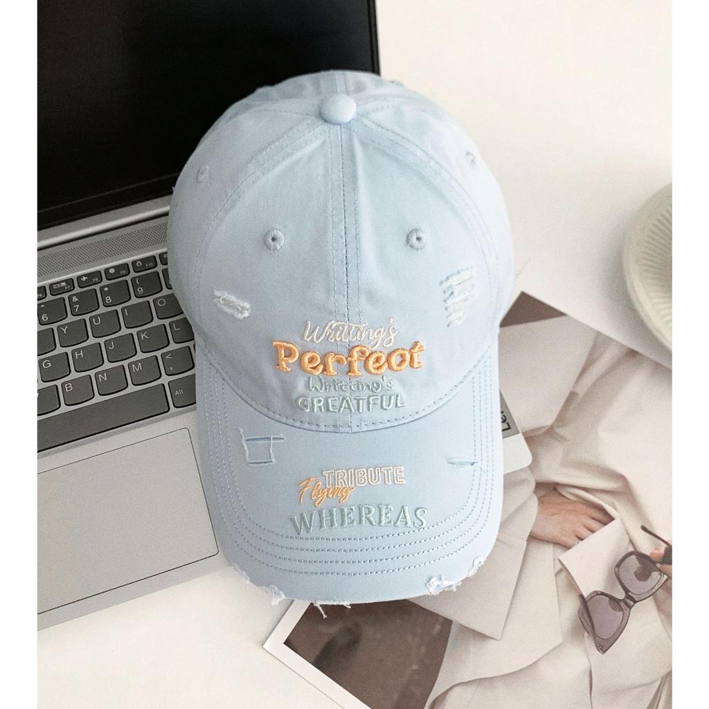 Fashionable Ripped Baseball Cap Fashionable Colorful Letters Three Dimensional Embroidery Candy Color Niche Sun Protection Baseball Cap Trendy