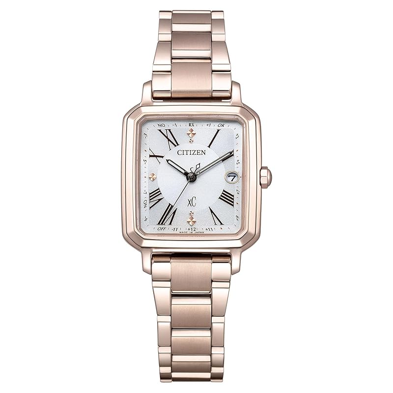 

[Citizen] watch cross sea Light-powered eco-drive radio clock waterproof With replacement belt white white gold hikari collection Square 2way Model