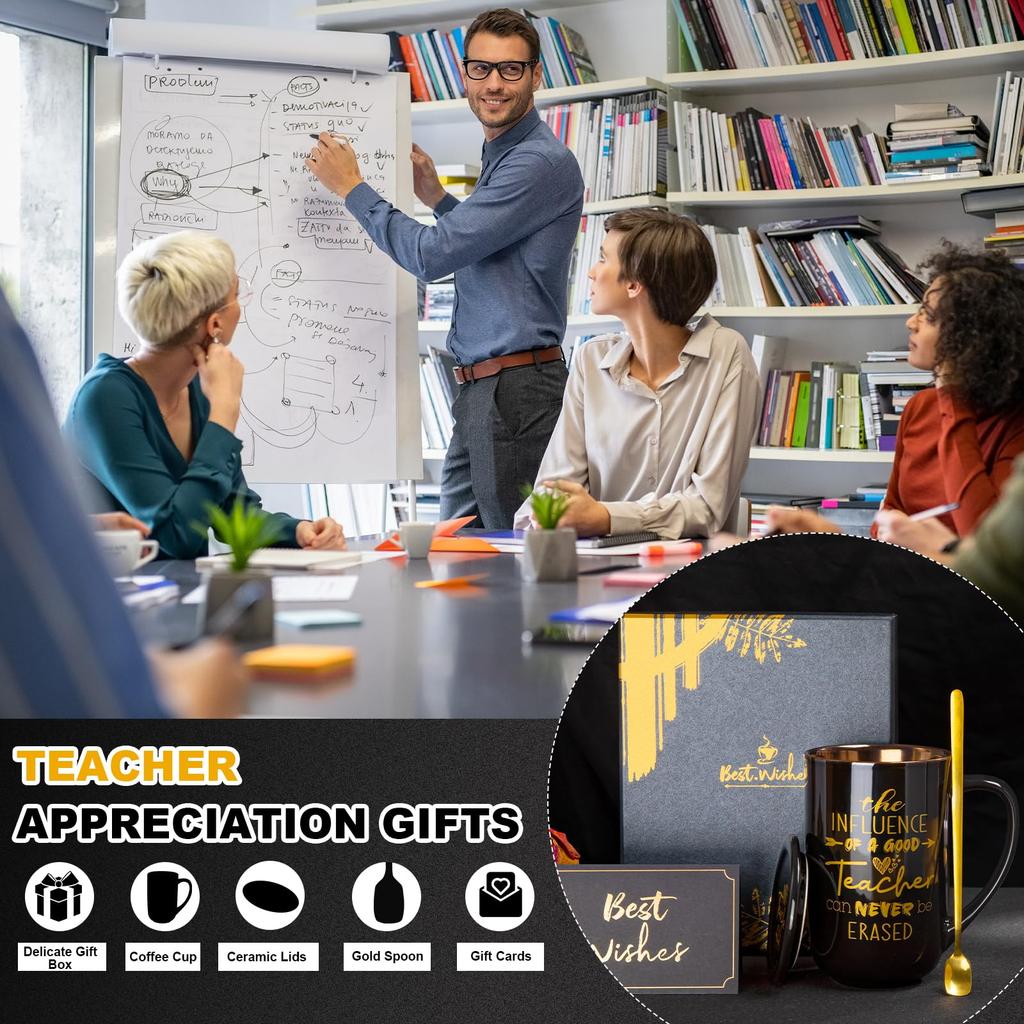 Graduation Gift for Teachers 18oz Unique Black Metallic Mug Comes with an Elegant Gift Box and Message Card Perfect for and as a Gift for Men and