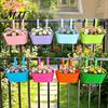 Spazio Commerciale Pianta Decorazione Fioriera Metallica da Appendere, Vaso da Fiori con Fori di Drenaggio, Ganci Staccabili, Supporti Interno Esterno Ringhiera Balcone